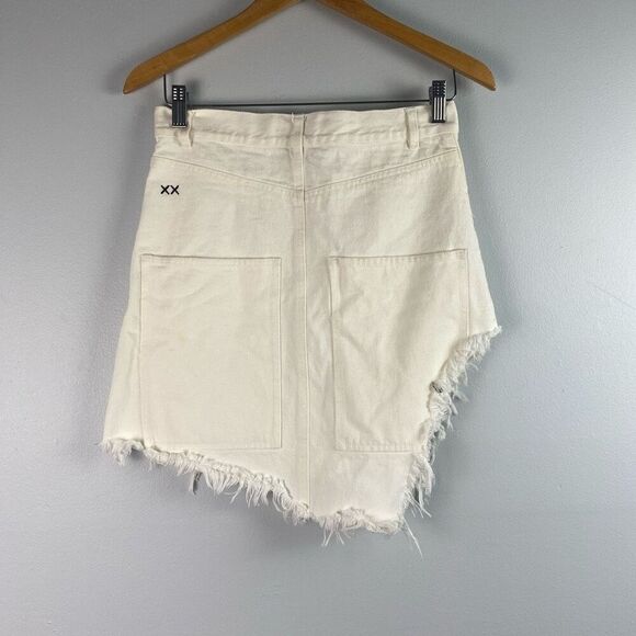 Sandy Liang Tams High Waisted Frayed Denim Mini Skirt - Picture 2 of 10